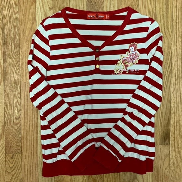 Betty Boop Long‎ Sleeve Striped Knit - Picture 1 of 5